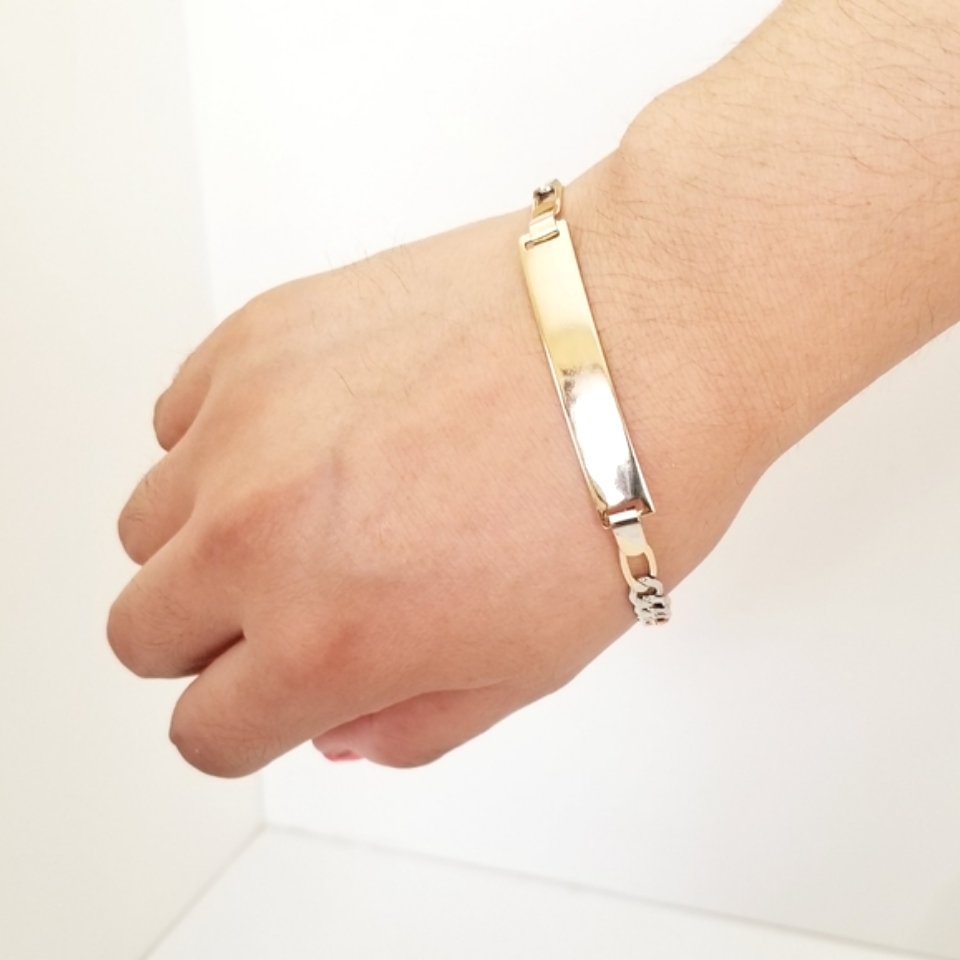 Tricolor Women's Id Bracelet. 18k Gold Plated. New